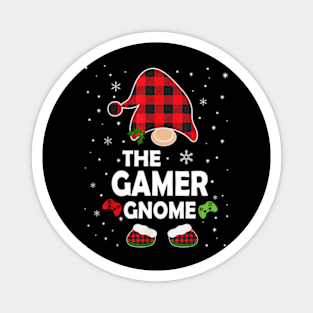Gamer Gnome Buffalo Plaid Matching Family Christmas Pajama Magnet